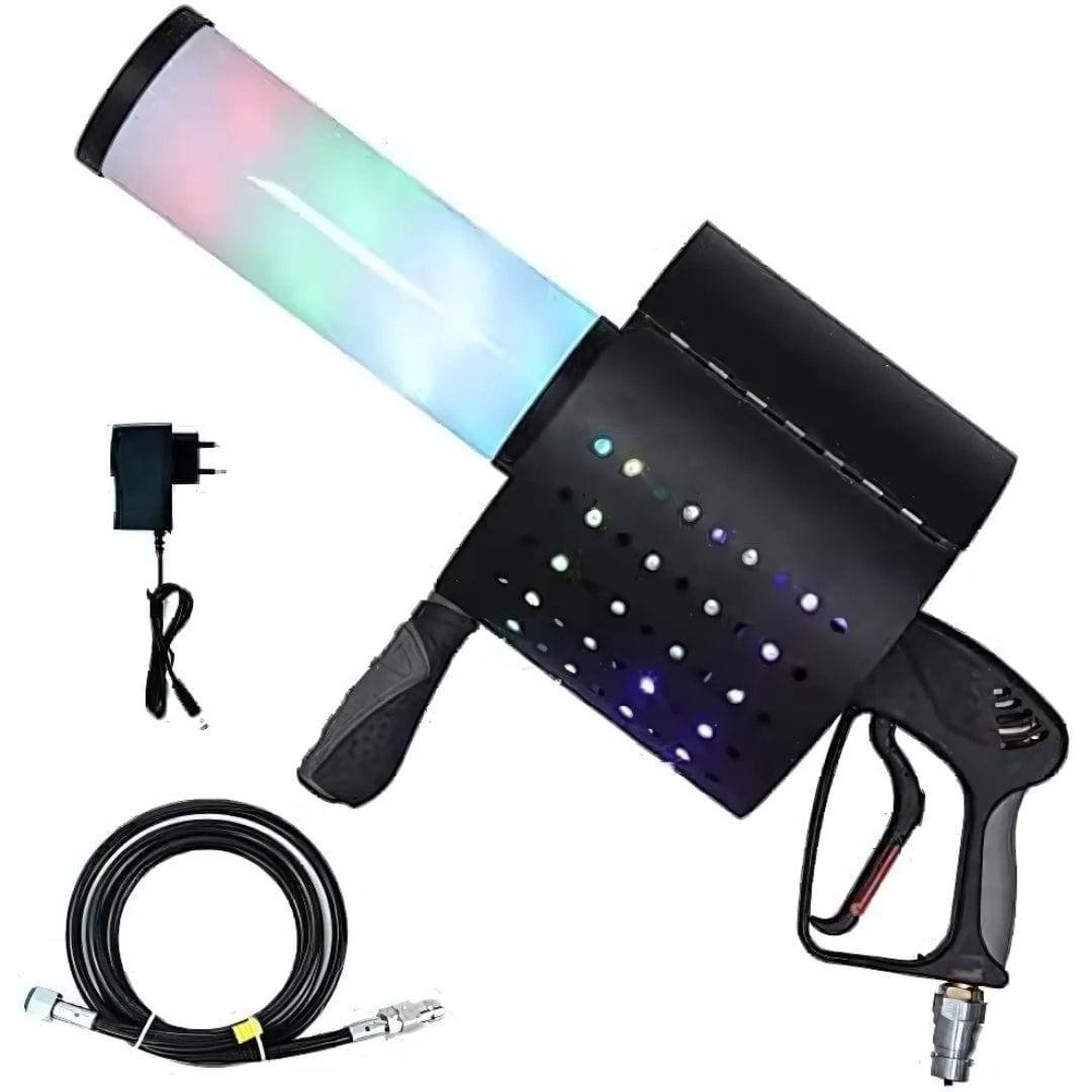 CO2 Fog Machine, Confetti Machine, LED 7-Color CO2 Jet Machine, Handheld CO2 Smoke Gun – with 3MM Gas Hose for Nightclub, Wedding, and Party Use