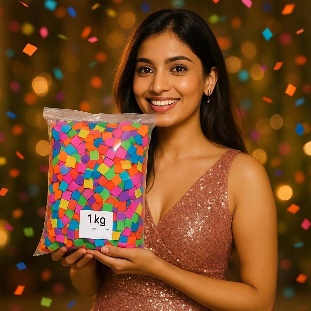 Confetti Multi Color Mix Paper – Square Shape | 1kg Pack | Premium Quality for Celebrations