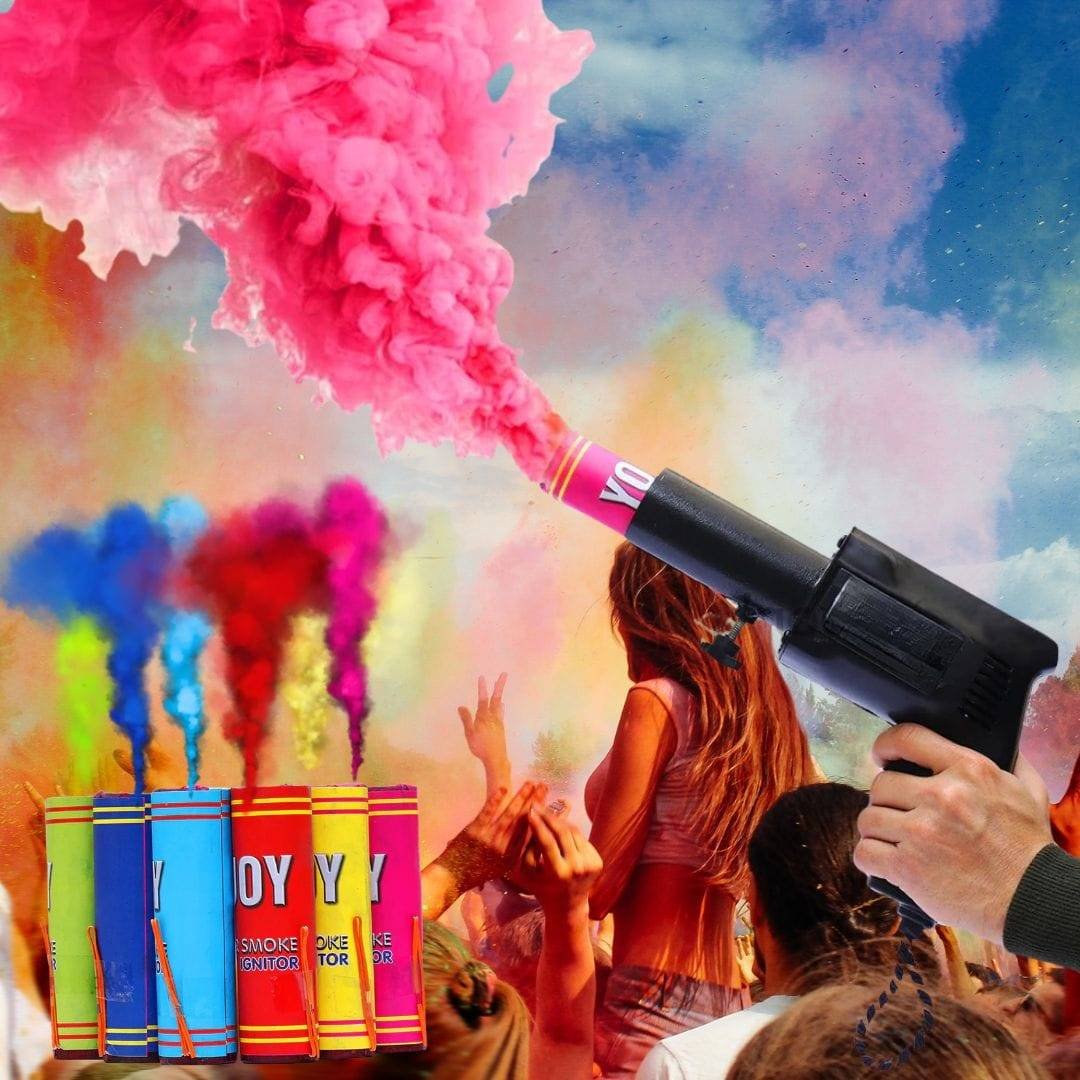 Holi Color Smoke Gun for Holi Festival, Birthday, Wedding